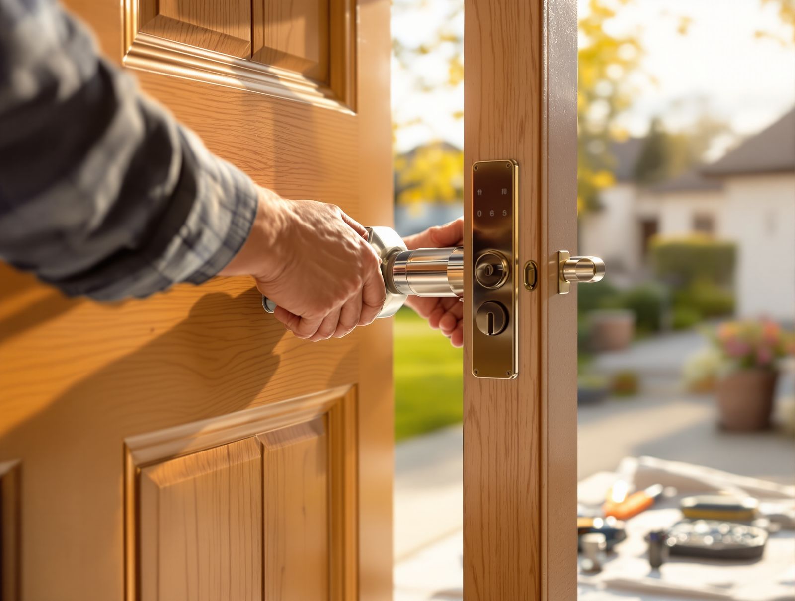 A1 Express Locksmith professional locksmith installing a lock in Maplewood St. Louis