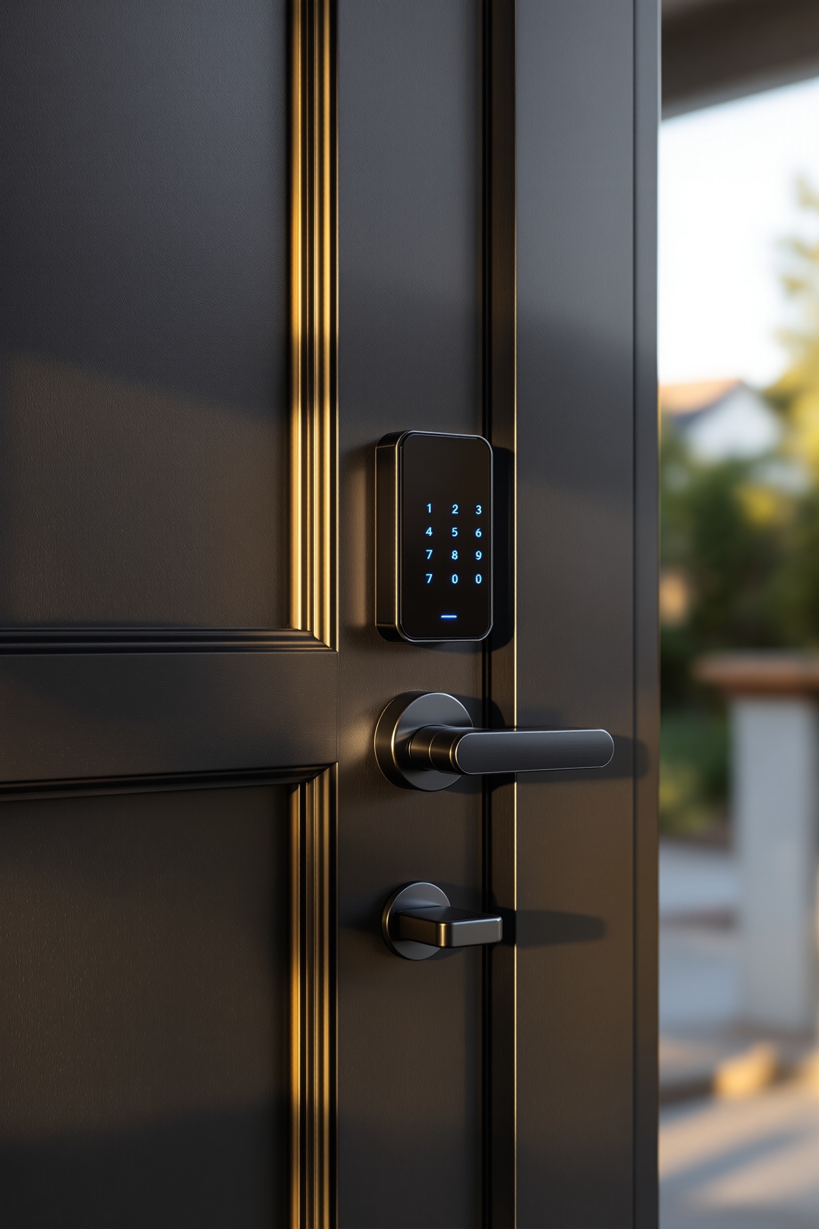 Smart digital lock installation on residential door