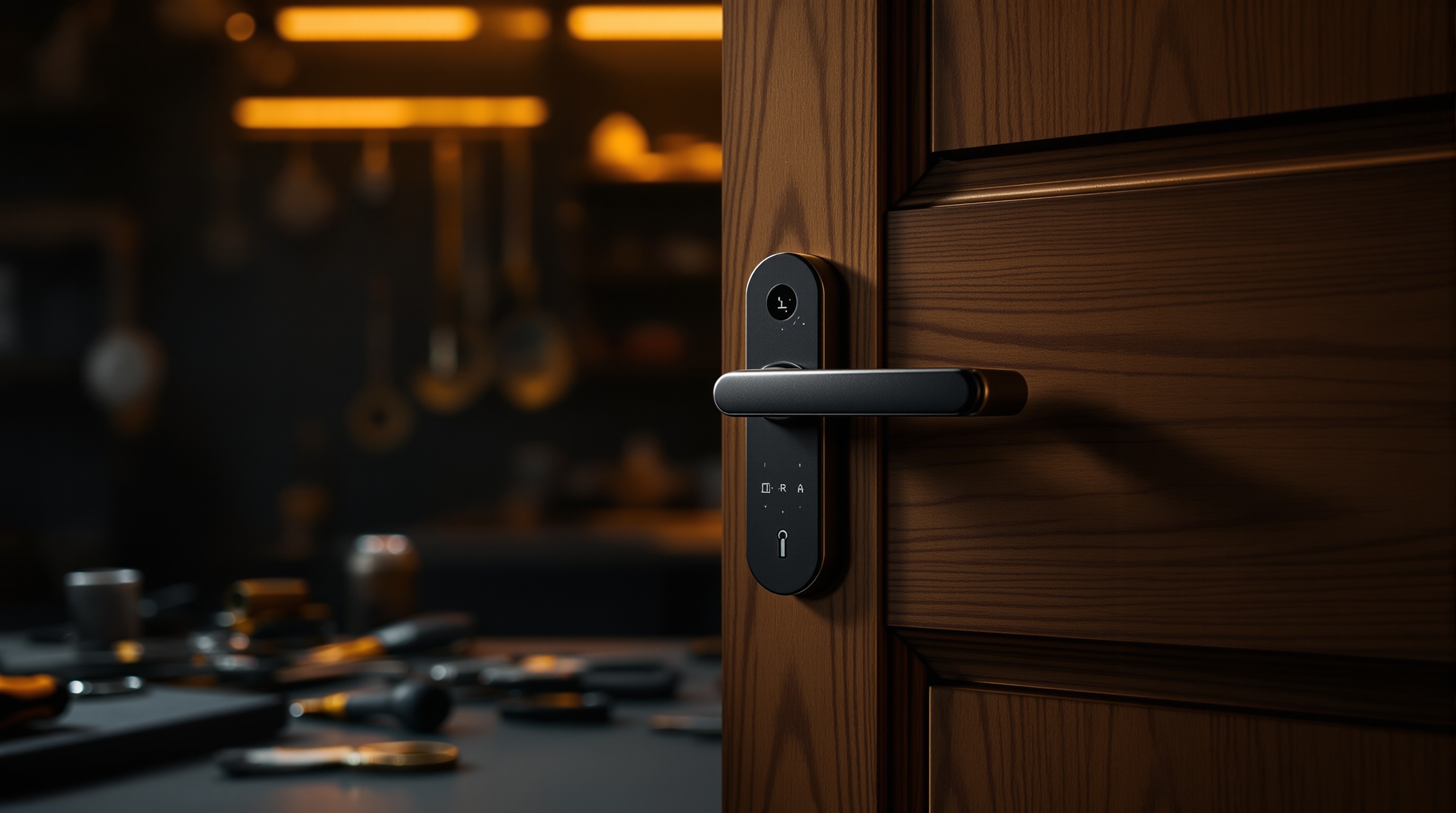 A1 Express residential locksmith installing a smart lock on a home door
